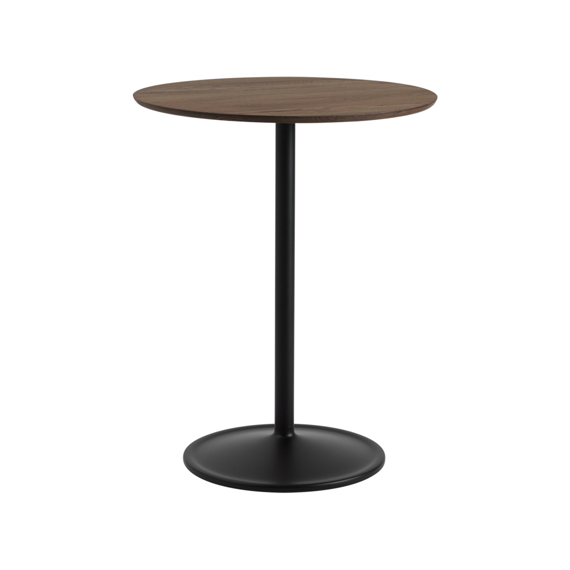 Soft Cafe Table: Round + Medium + Dark Oiled Oak + Black