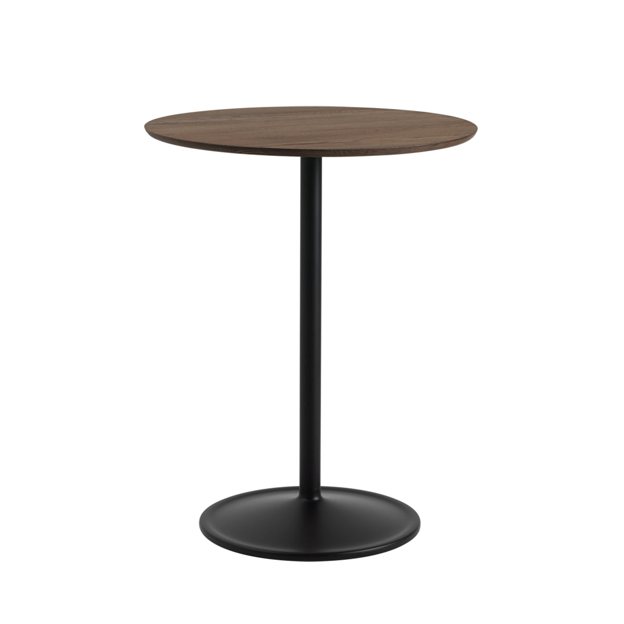 Soft Cafe Table: Round + Medium + Dark Oiled Oak + Black