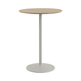 Soft Cafe Table: Round + High + Solid Oak + Grey