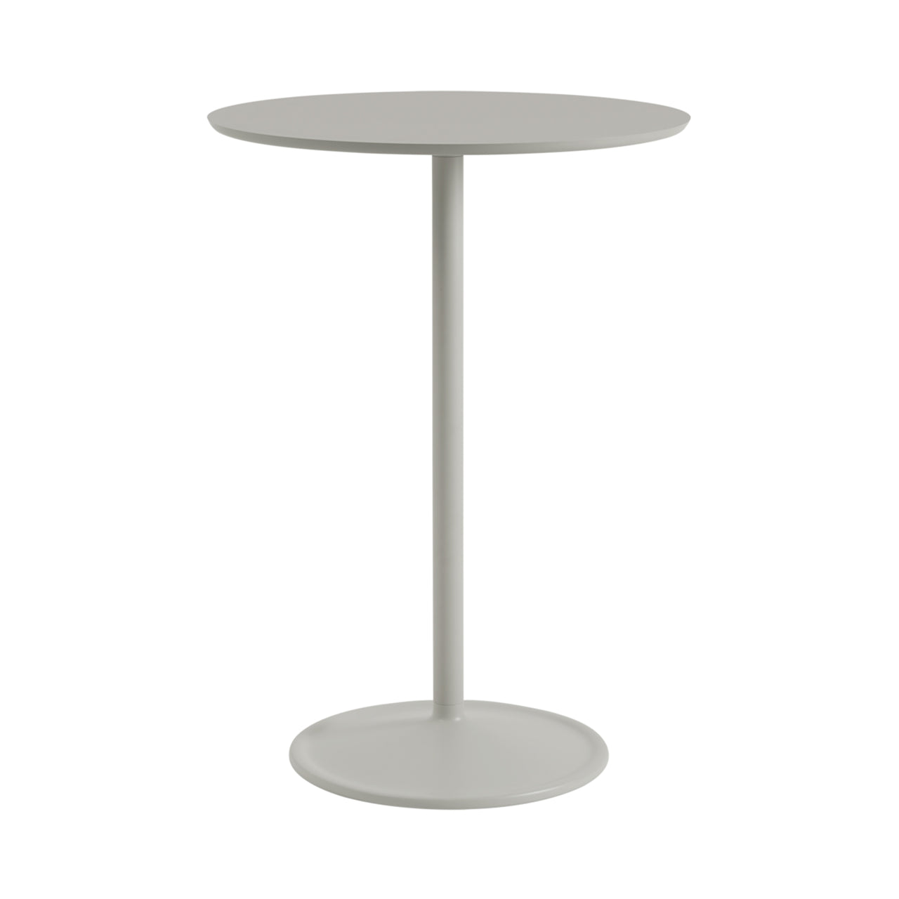 Soft Cafe Table: Round + High + Grey Linoleum + Grey