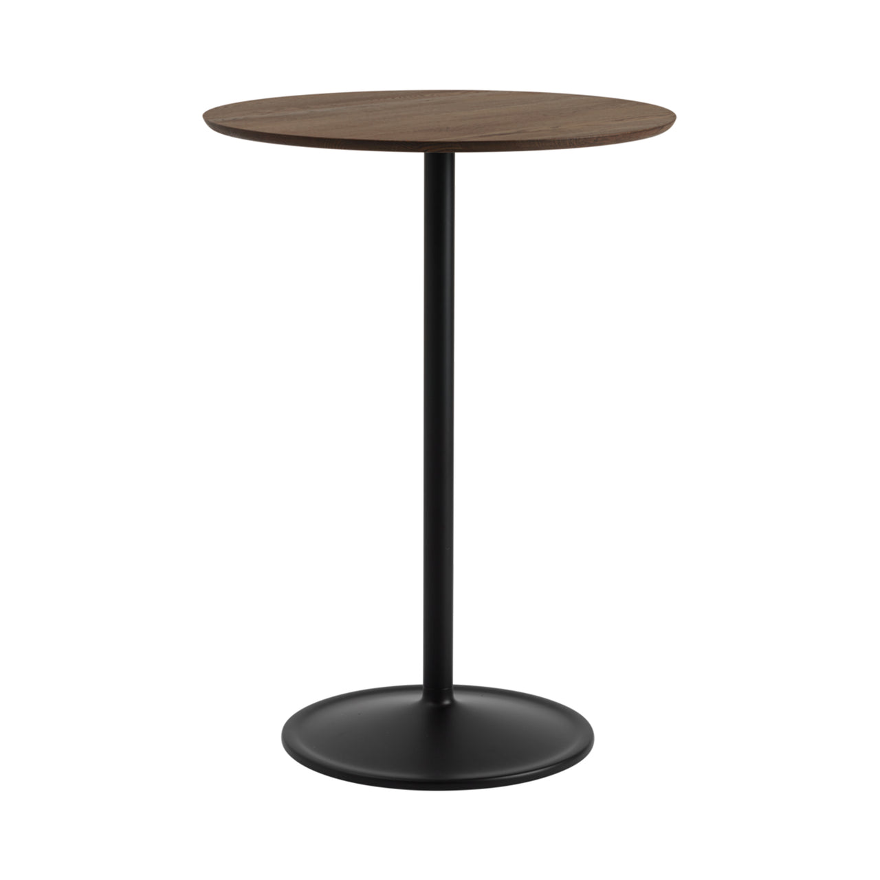 Soft Cafe Table: Round + High +  Dark Oiled Oak + Black