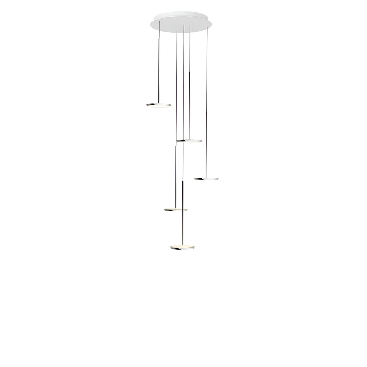 Sky Solo Chandelier: 5 + Polished Aluminum