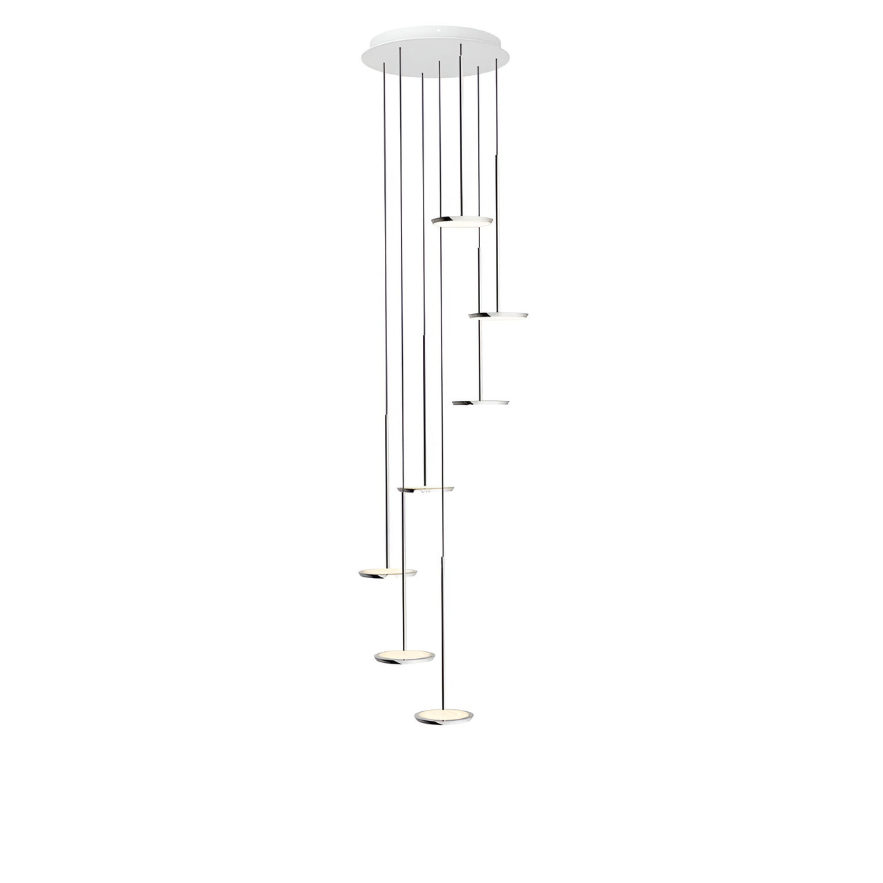 Sky Solo Chandelier: 7 + Polished Aluminum