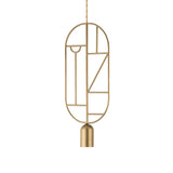 Wooden Dots Suspension Lamp: Vertical Oval + Gold