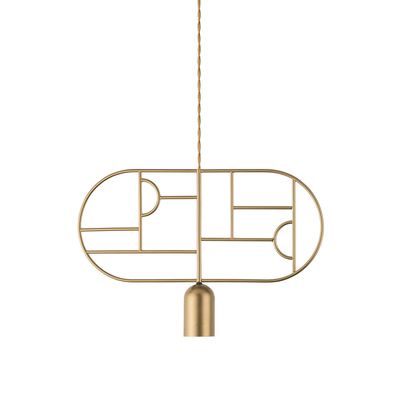 Wooden Dots Suspension Lamp: Horizontal Oval + Gold