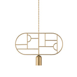 Wooden Dots Suspension Lamp: Horizontal Oval + Gold