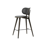 High Stool Backrest: Counter + Sirka Grey Stained Oak + Black Leather