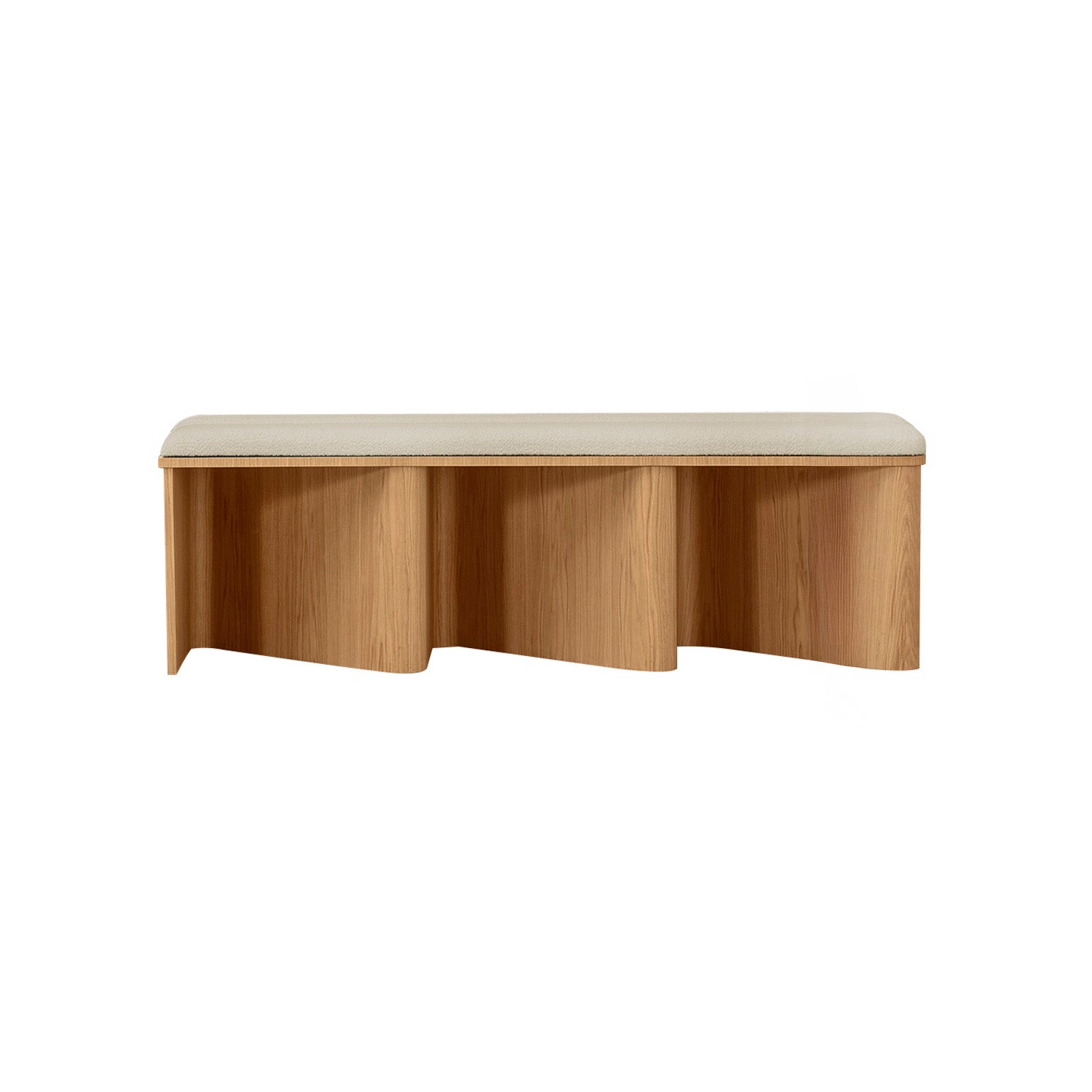 Nami Medium Bench: Upholstered + Flamed Oak