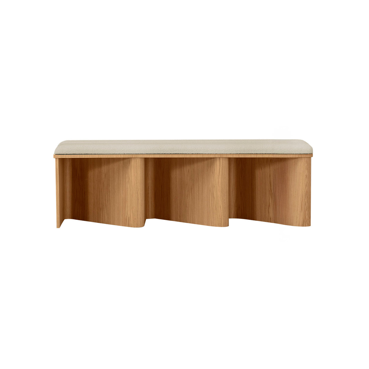Nami Medium Bench: Upholstered + Flamed Oak