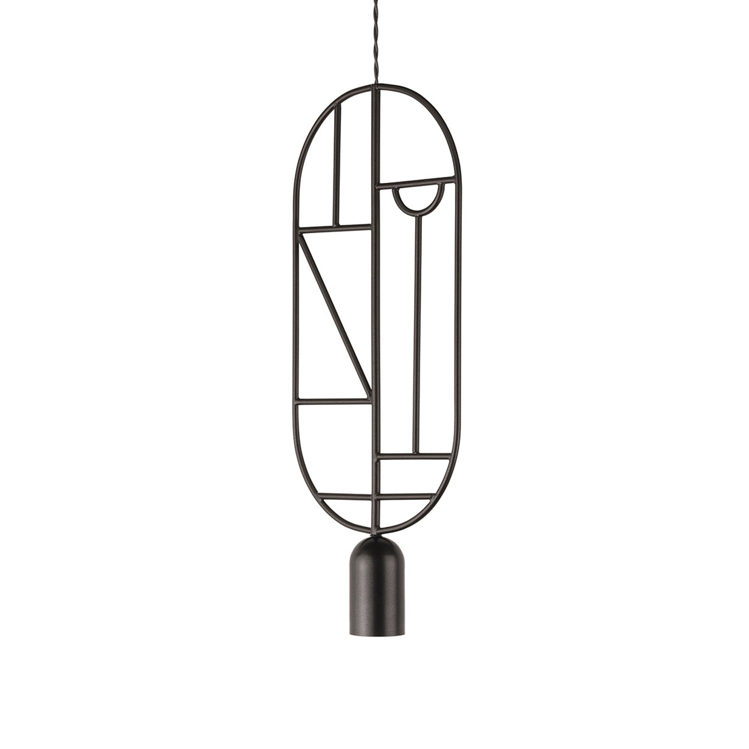 Wooden Dots Suspension Lamp: Vertical Oval + Graphite
