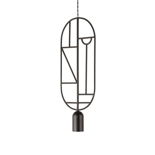Wooden Dots Suspension Lamp: Vertical Oval + Graphite