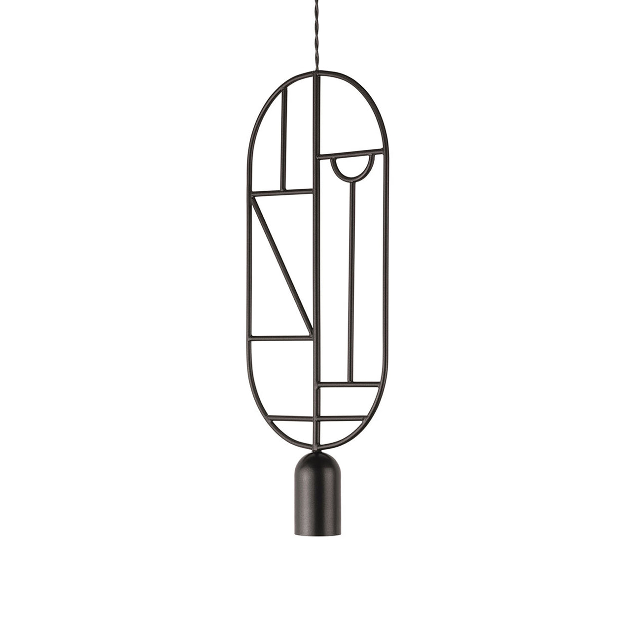 Wooden Dots Suspension Lamp: Vertical Oval + Graphite