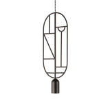 Wooden Dots Suspension Lamp: Vertical Oval + Graphite