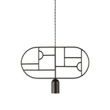 Wooden Dots Suspension Lamp: Horizontal Oval + Graphite
