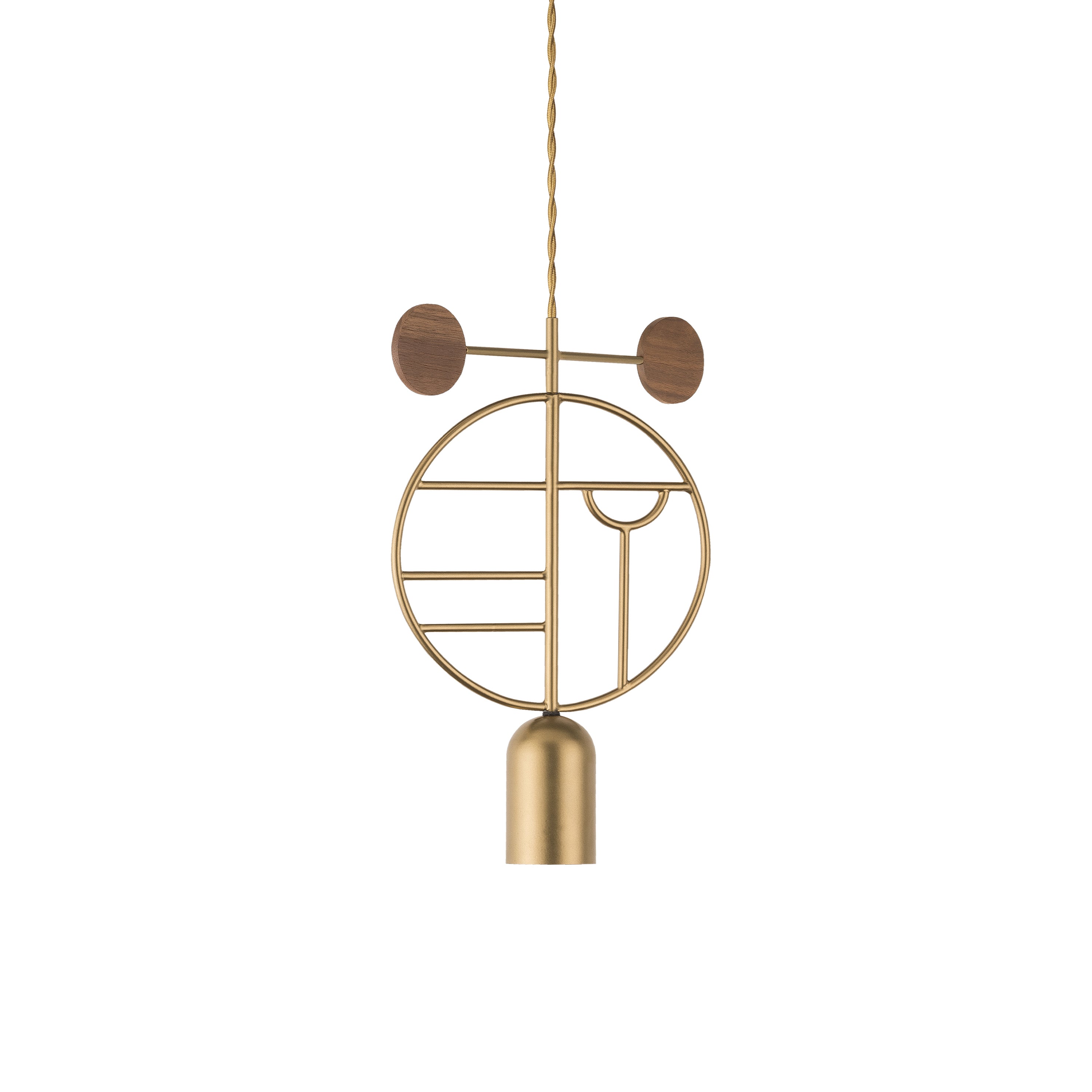 Wooden Dots Suspension Lamp with Stem: Circle + Gold + 1 Stem