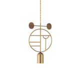 Wooden Dots Suspension Lamp with Stem: Circle + Gold + 1 Stem