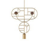 Wooden Dots Suspension Lamp: Oval + Circle with Stem + Horizontal Oval + Circle + 1 Curled Stem