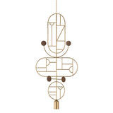 Wooden Dots Suspension Lamp: Oval + Circle with Stem + Vertical + Horizontal Oval + Circle + Gold + 1 Stem + 1 Curled Stem + Gold + Walnut