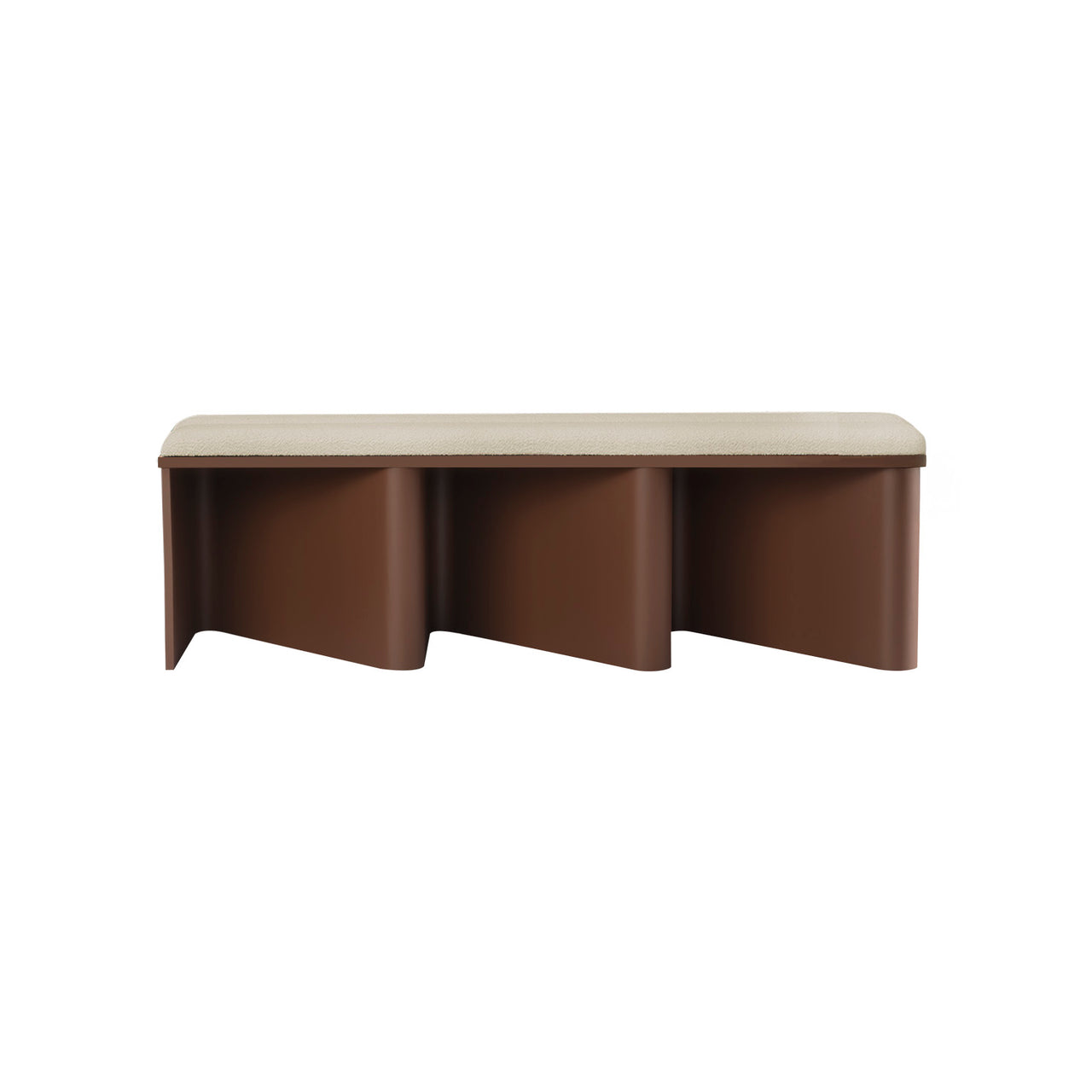 Nami Medium Bench: Upholstered + Lacquered Chocolate