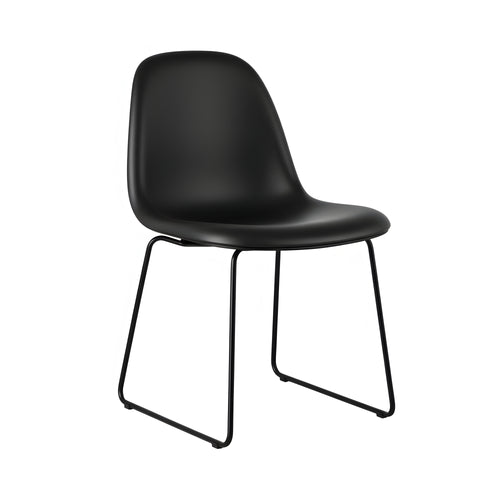3D Dining Chair Stacking Sledge Base: Plastic Shell + Front Upholstered + Black