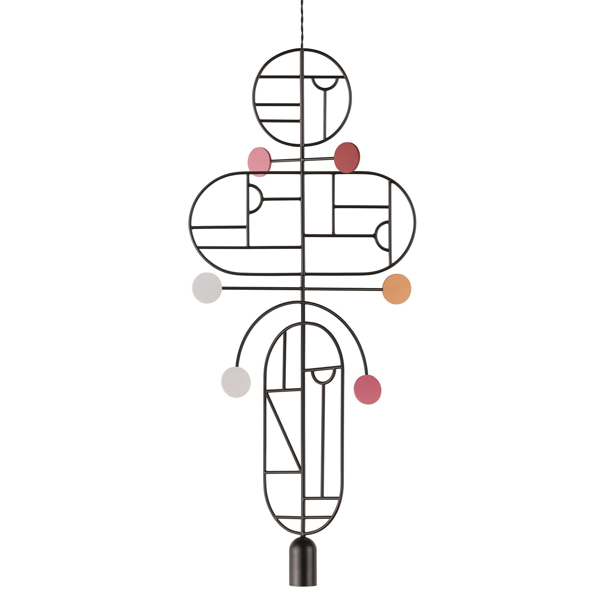 Wooden Dots Suspension Lamp: Oval + Circle with Stem + Circle + Horizontal + Vertical Oval + Graphite + 2 Stem + 1 Curled Stem + Graphite + White + Pink + Orange + Red