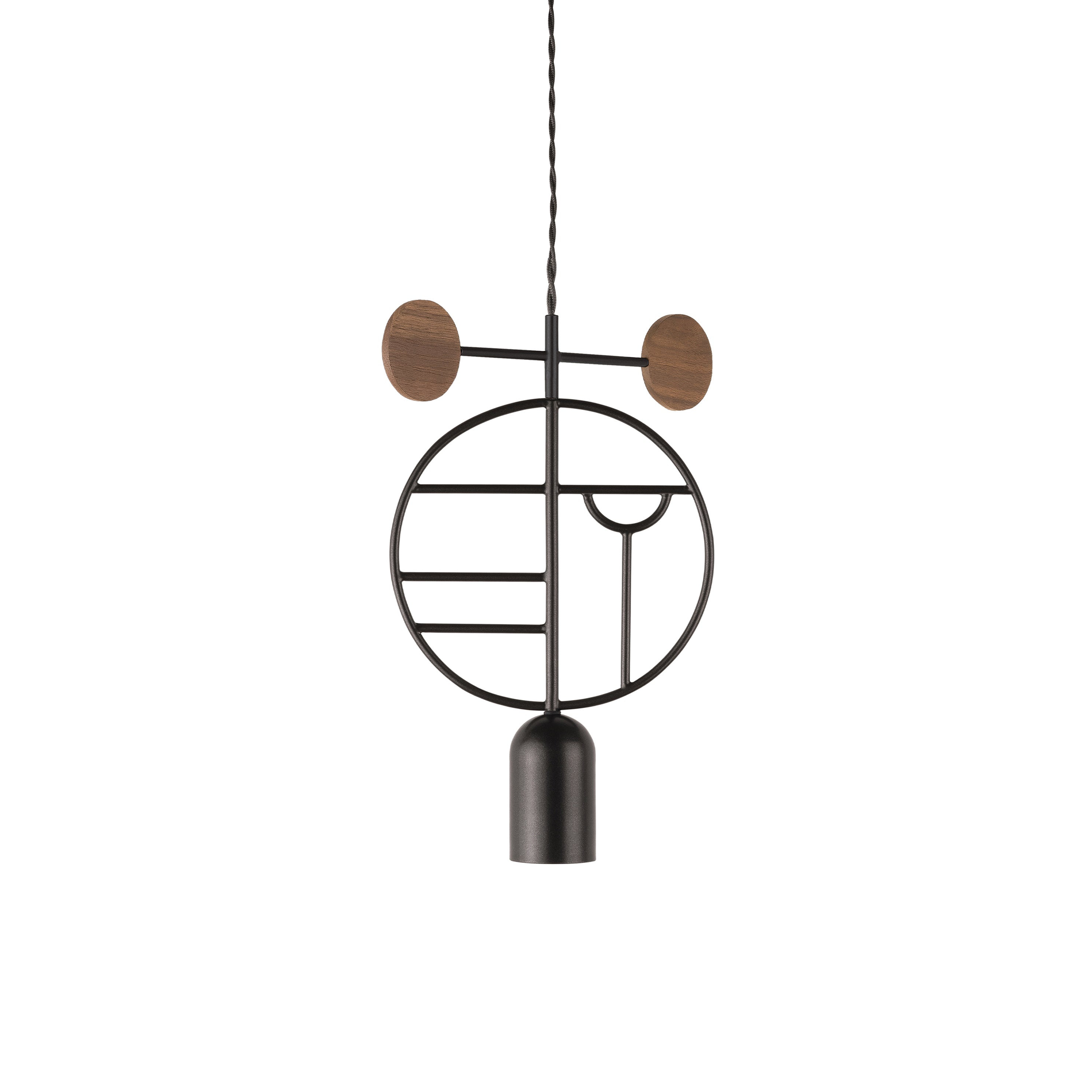 Wooden Dots Suspension Lamp with Stem: Circle + Gold + 1 Stem