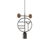 Wooden Dots Suspension Lamp with Stem: Circle + Gold + 1 Stem