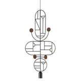Wooden Dots Suspension Lamp: Oval + Circle with Stem + Vertical + Horizontal Oval + Circle + Graphite + 1 Stem + 1 Curled Stem + Graphite + Walnut