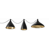 Swell String Indoor/Outdoor Pendant Light: Mixed Set of 3 (XL) + Black