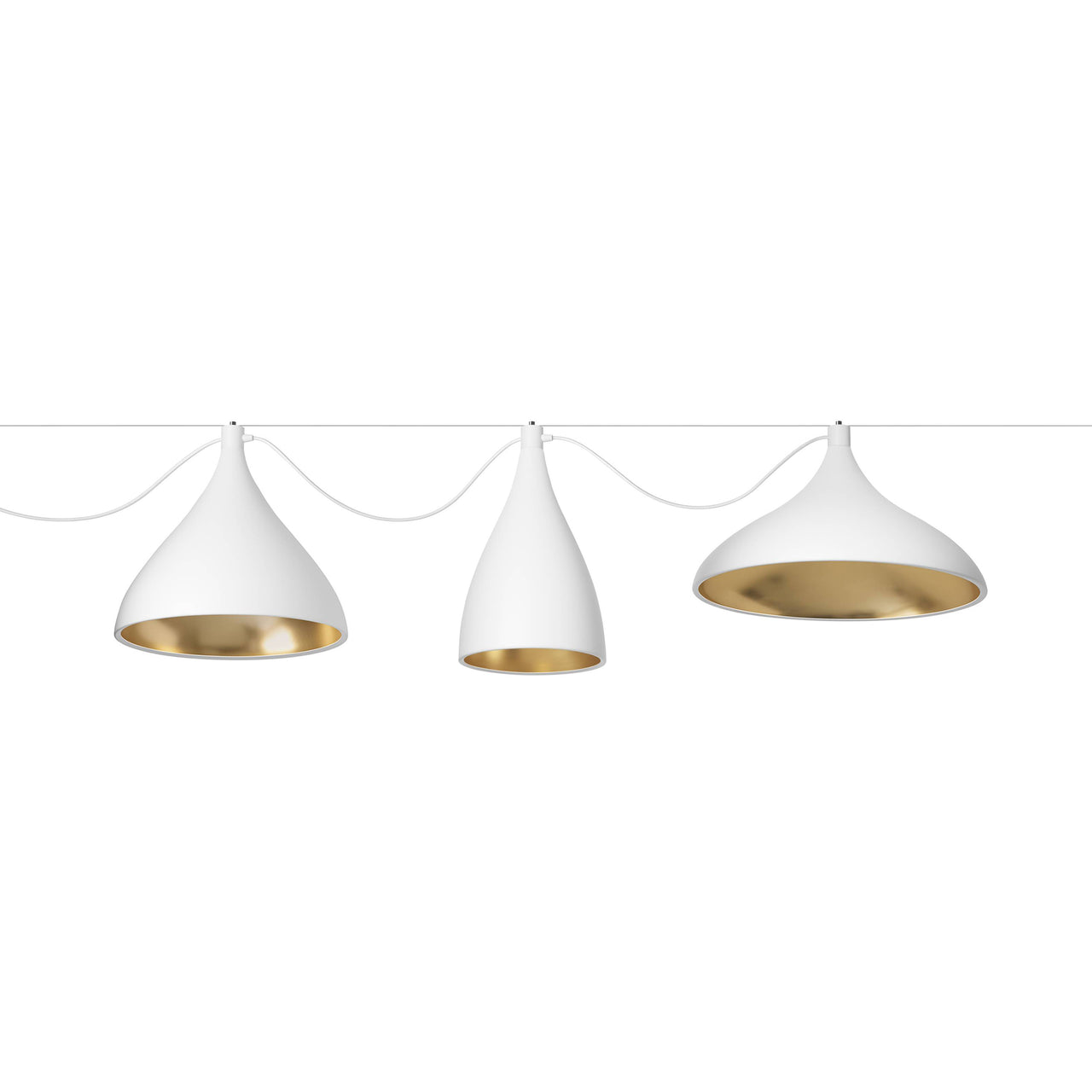 Swell String Indoor/Outdoor Pendant Light: Mixed Set of 3 (XL) + White