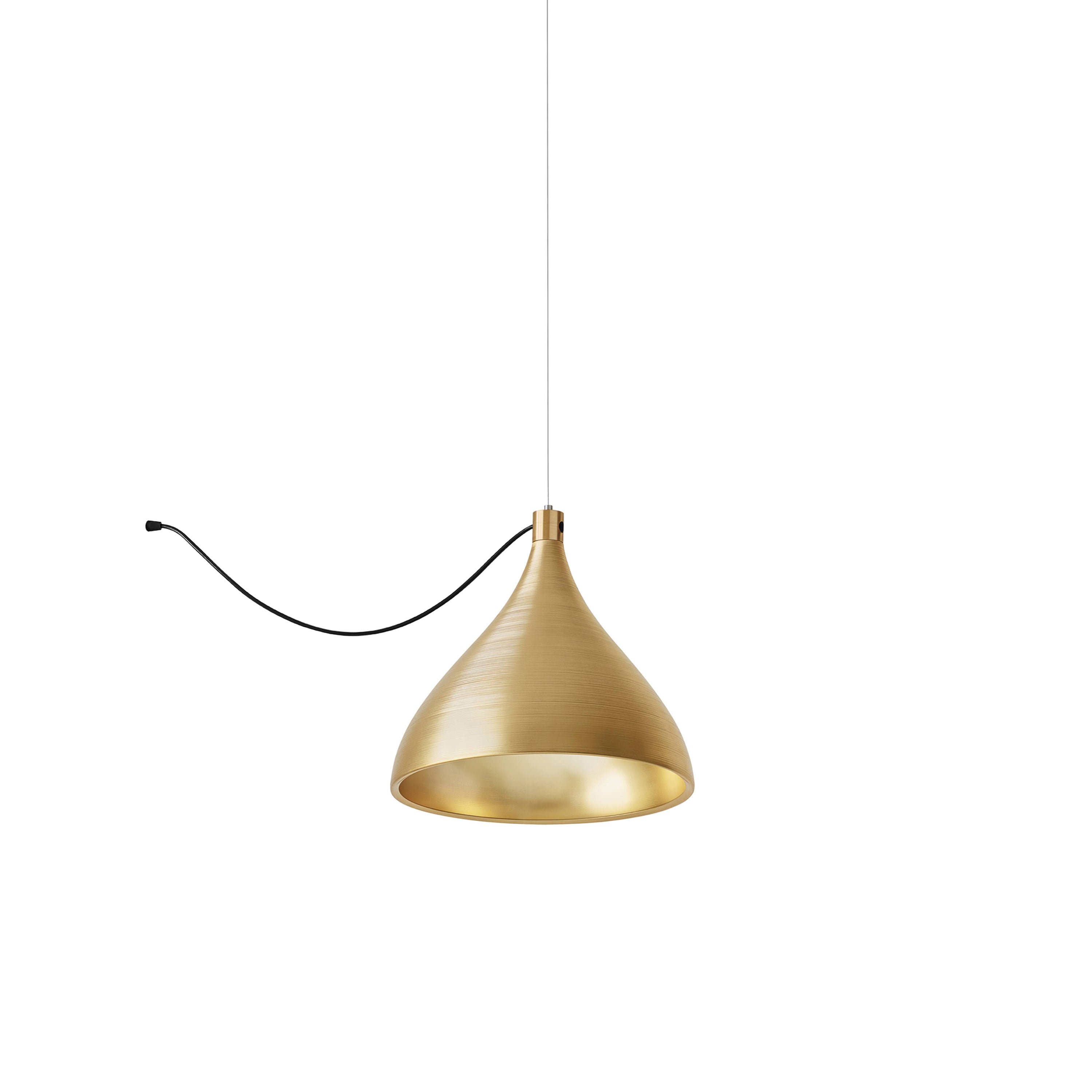 Swell String Indoor/Outdoor Pendant Light: Single Medium + Brass