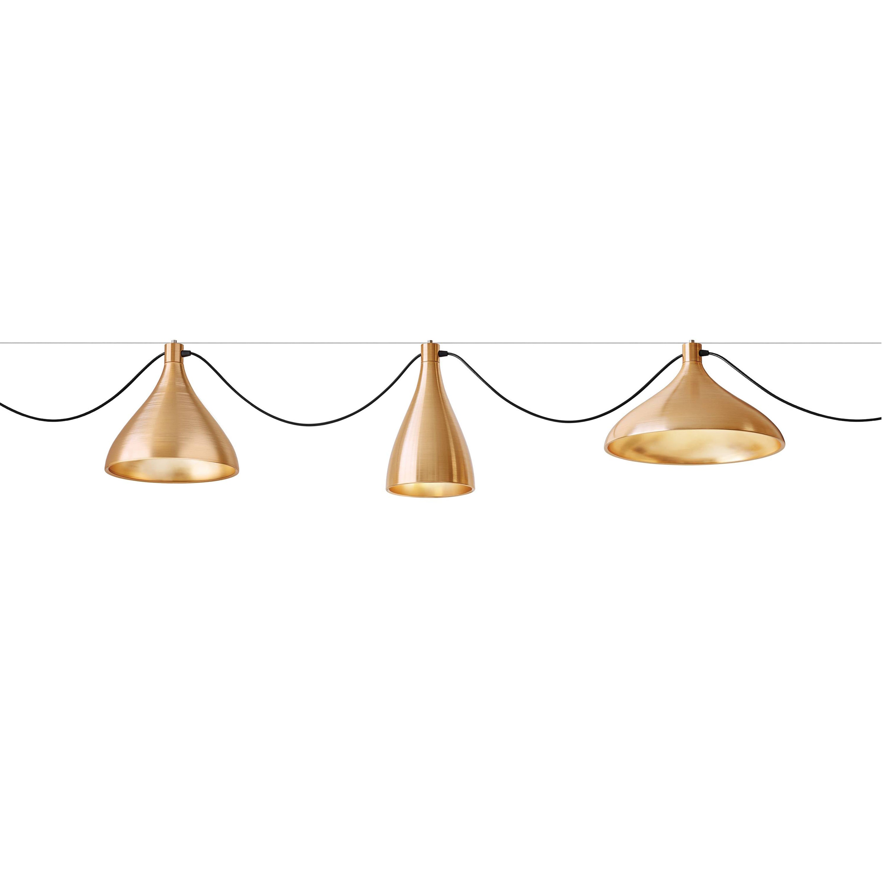 Swell String Indoor/Outdoor Pendant Light: Mixed Set of 3 + Brass