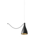 Swell String Indoor/Outdoor Pendant Light: Single Narrow + Black