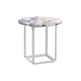 Florence Side Table: White Viola Marble + White