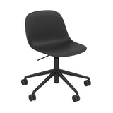 Fiber Side Chair: Swivel Base with Castors & Gaslift + Recycled Shell + Anthracite Black + Black + Black