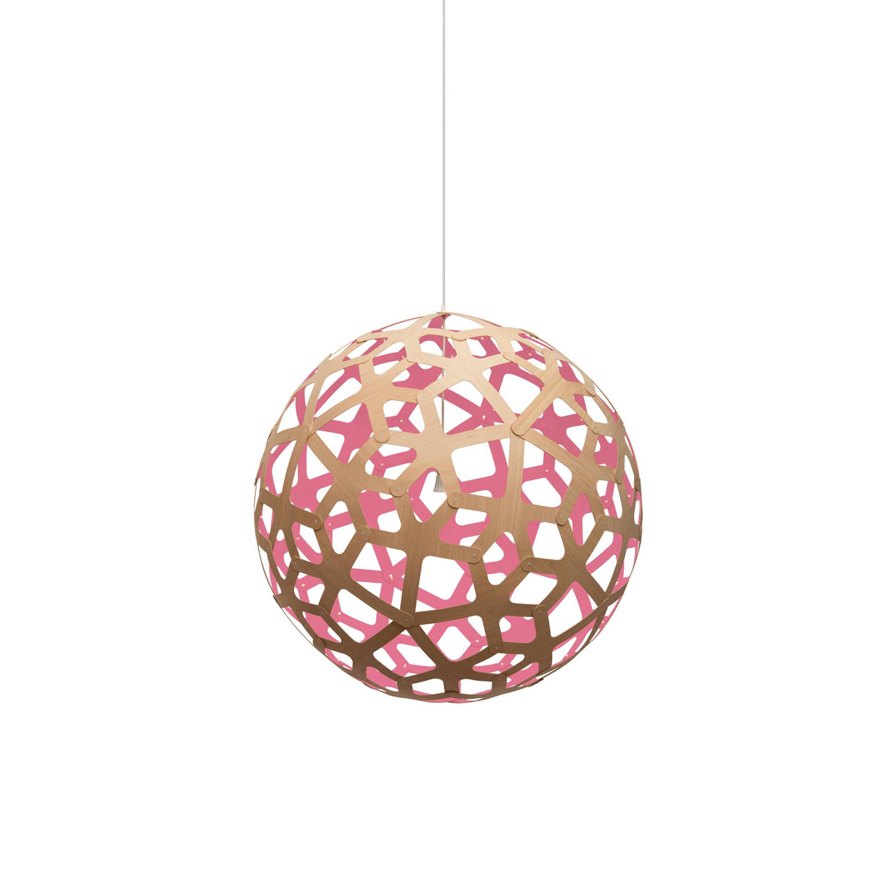 Coral Pendant Light: Large + Bamboo + Pink + White
