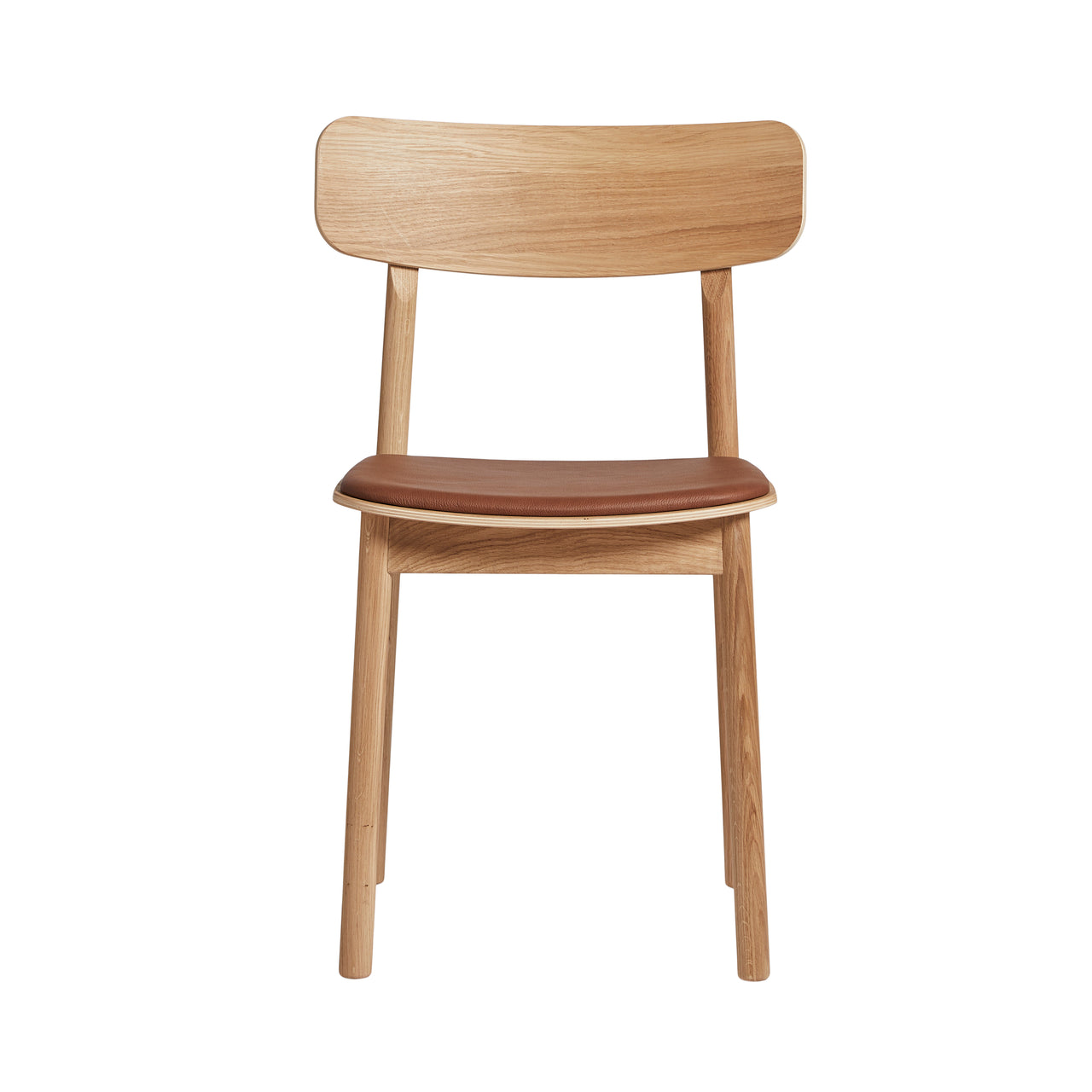 Soma Dining Chair: Set of 2 + Oiled Oak + With Cognac Seatpad
