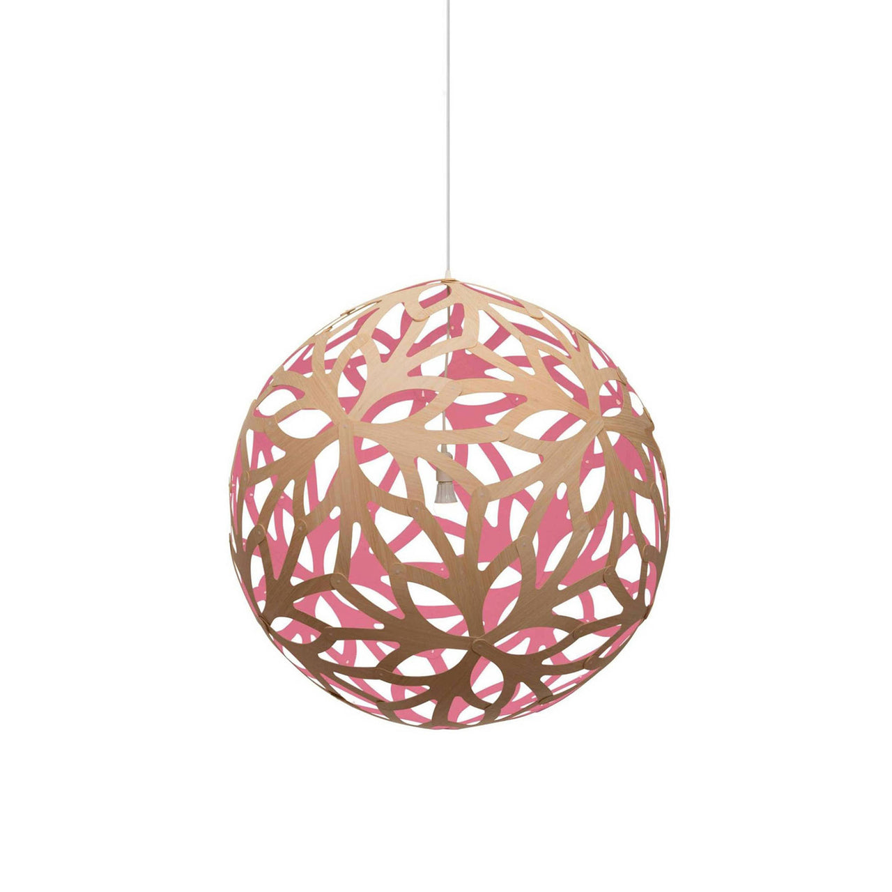Floral Pendant Light: Large + Bamboo + Pink + White