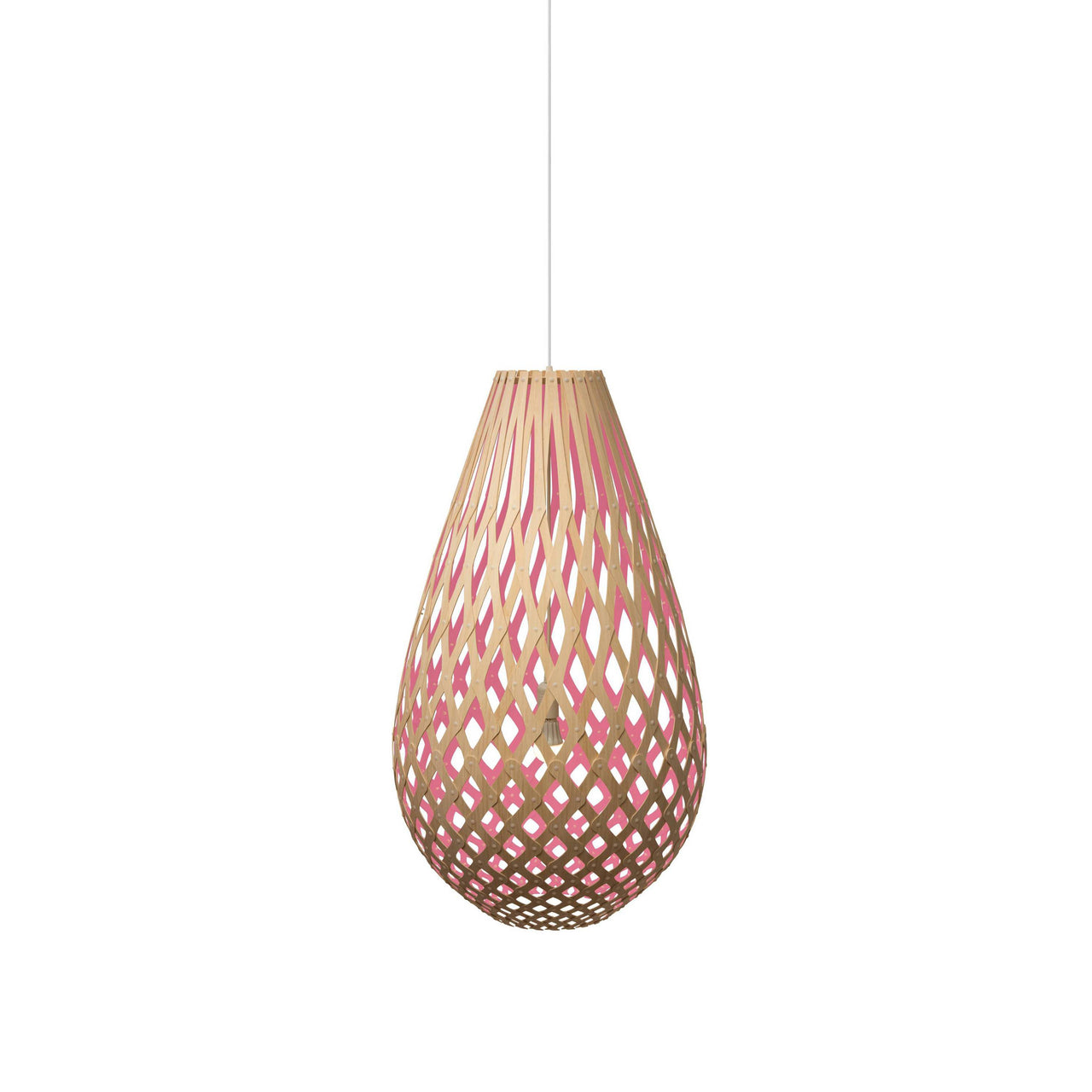 Kōura Pendant Light: Medium + Bamboo + Pink + White