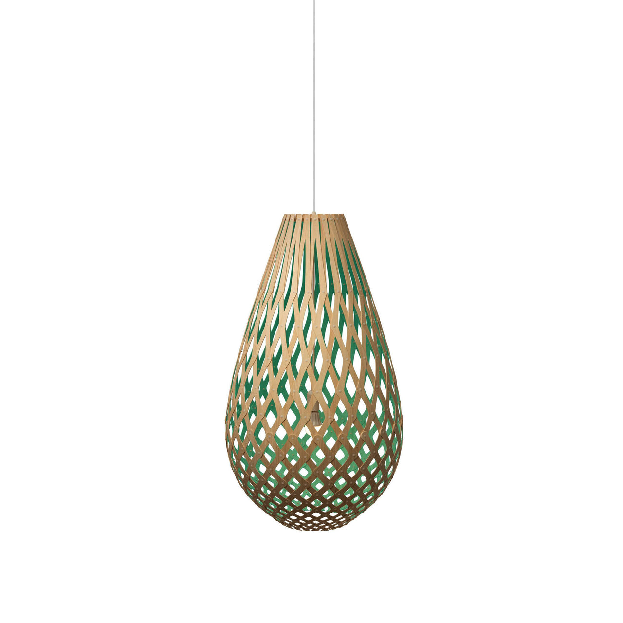 Kōura Pendant Light: Medium + Bamboo + Aqua + White
