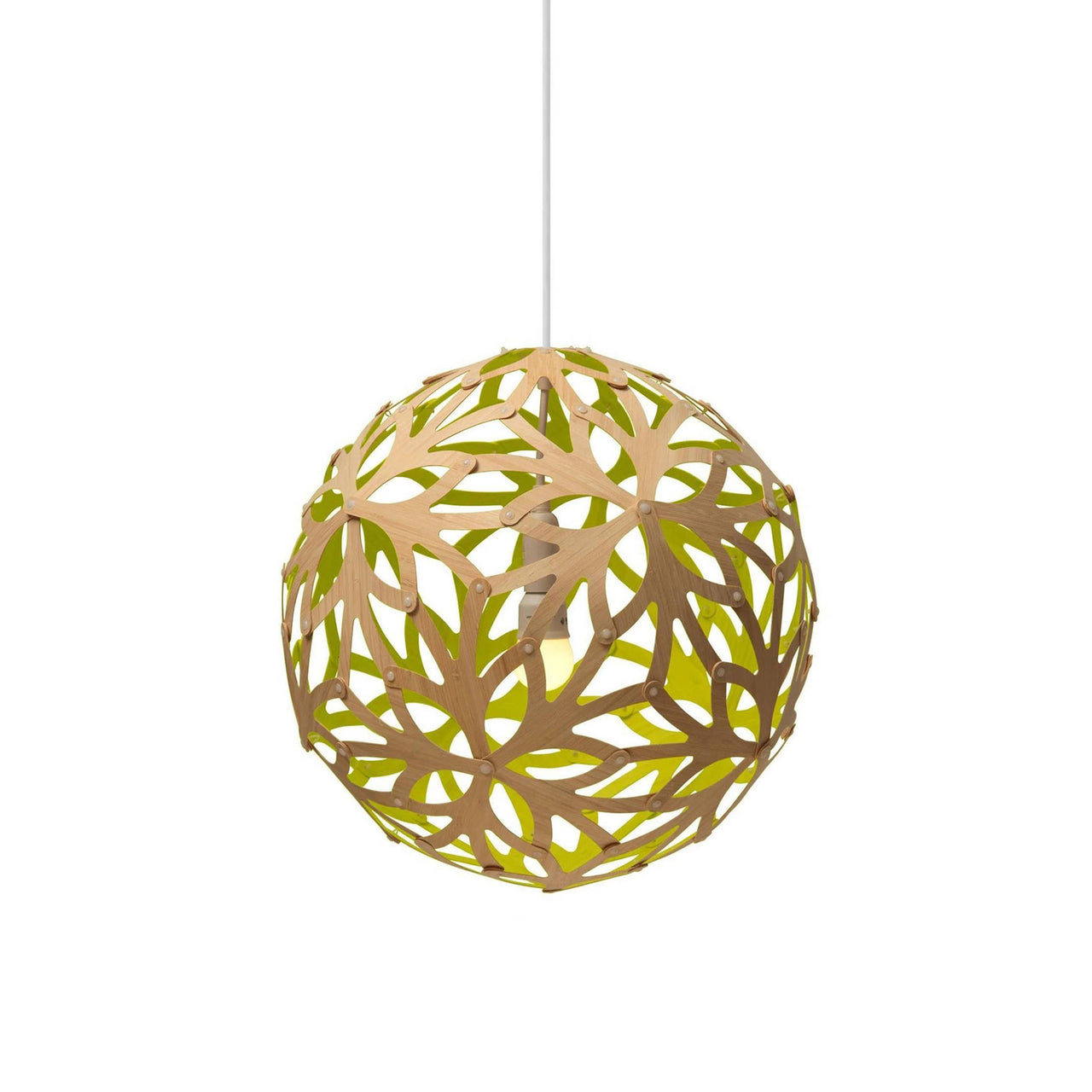 Floral Pendant Light: Large + Bamboo + Lime + White