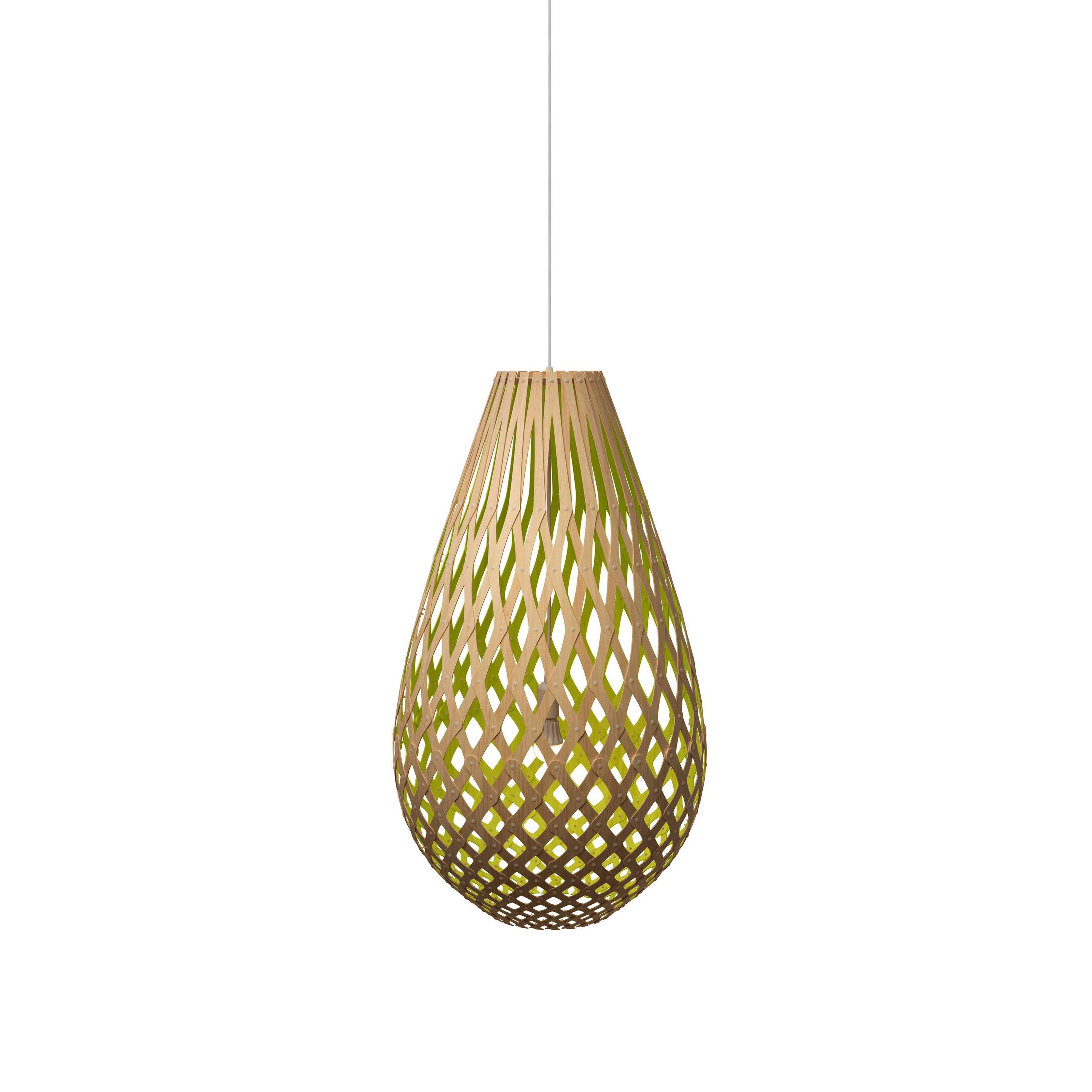 Kōura Pendant Light: Medium + Bamboo + Lime + White