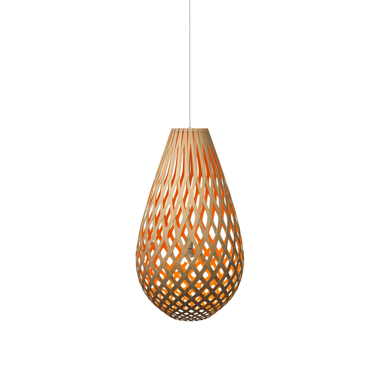 Kōura Pendant Light: Medium + Bamboo + Orange + White