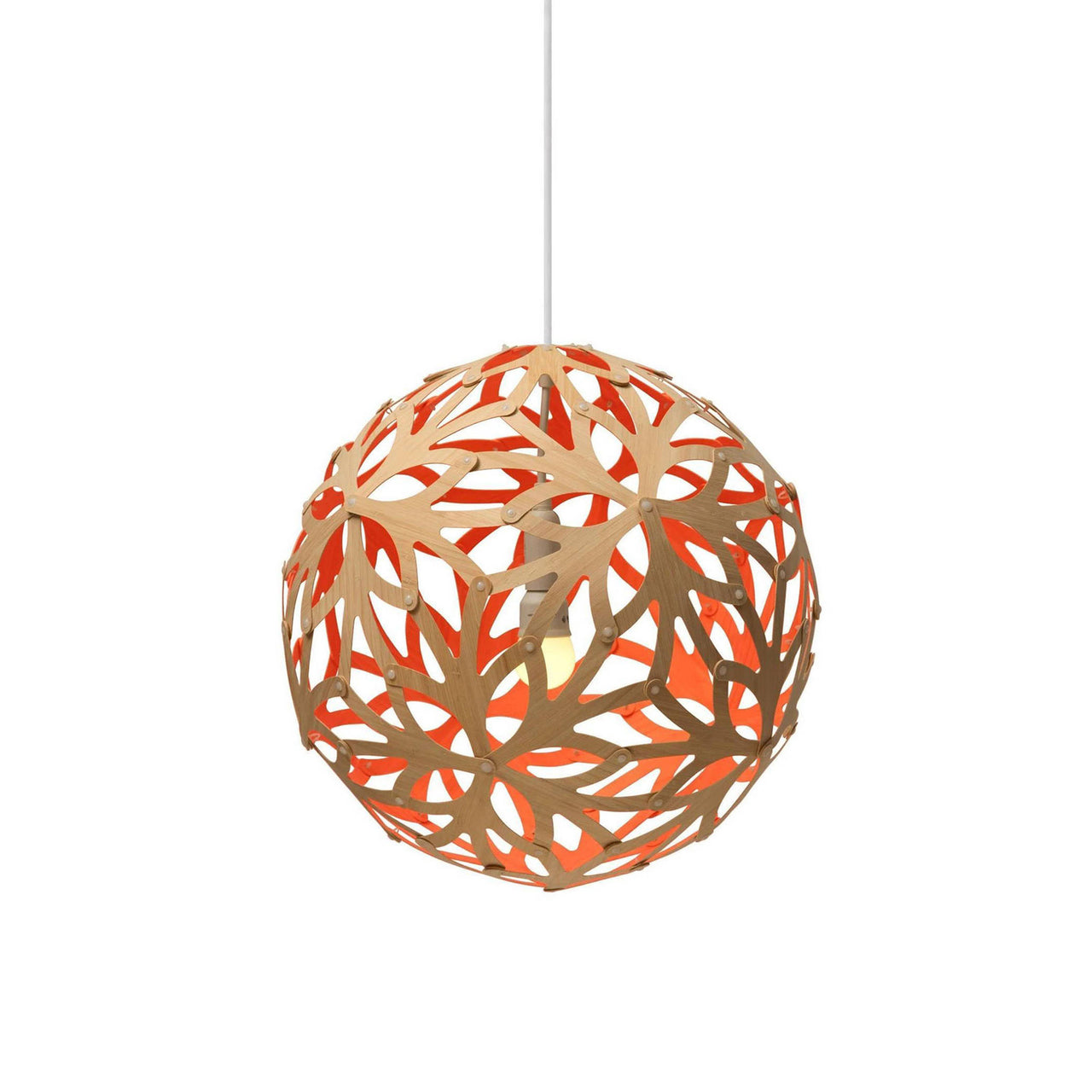 Floral Pendant Light: Large + Bamboo + Red + White