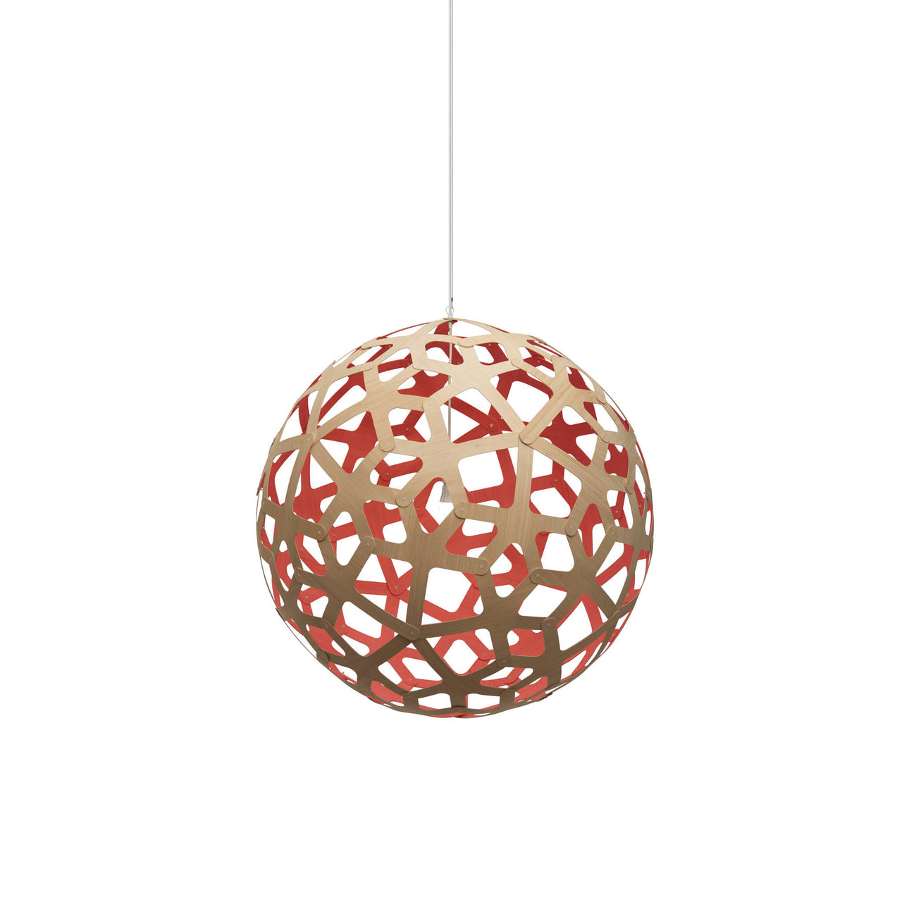 Coral Pendant Light: Large + Bamboo + Red + White