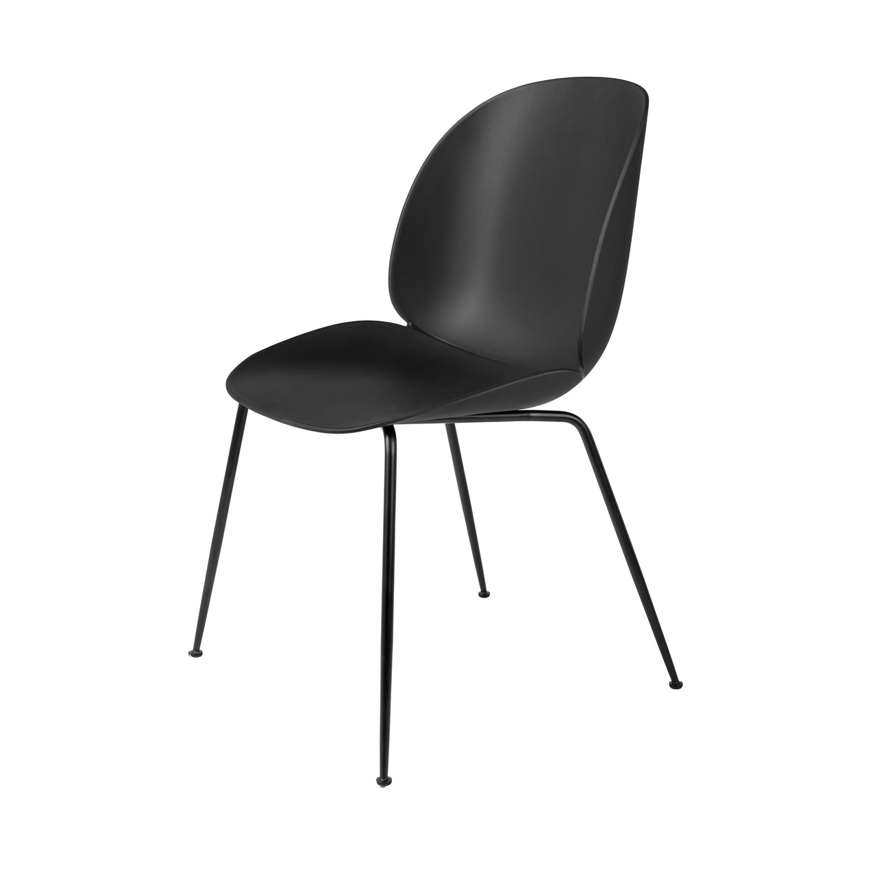 Beetle Dining Chair: Conic Base + Black + Black Matt + Felt Glides