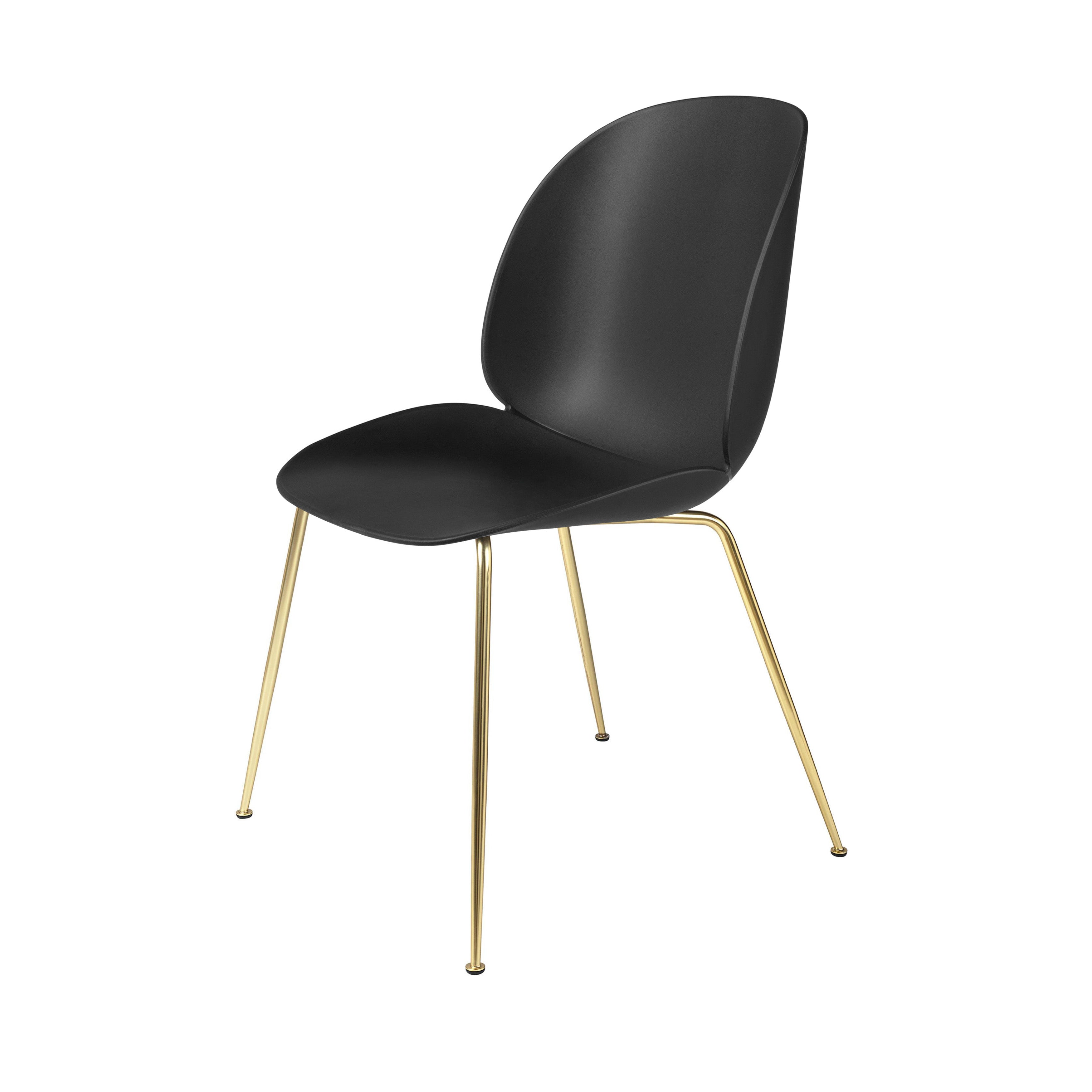 Beetle Dining Chair: Conic Base + Black + Brass Semi Matt
