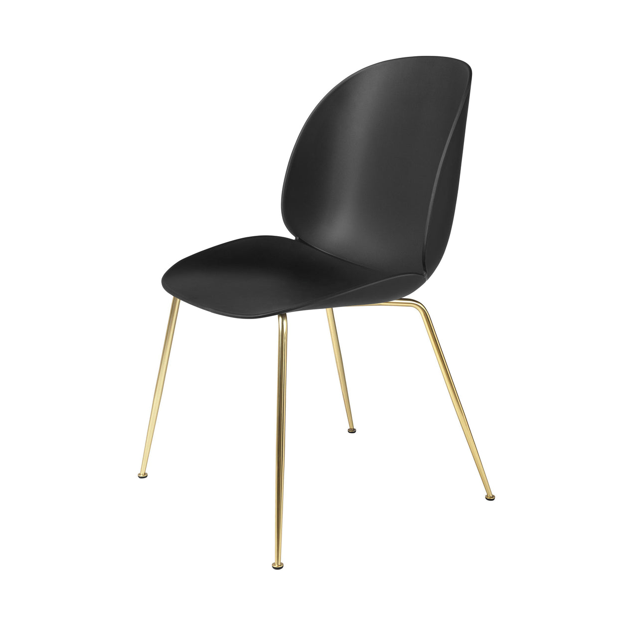 Beetle Dining Chair: Conic Base + Black + Brass Semi Matt