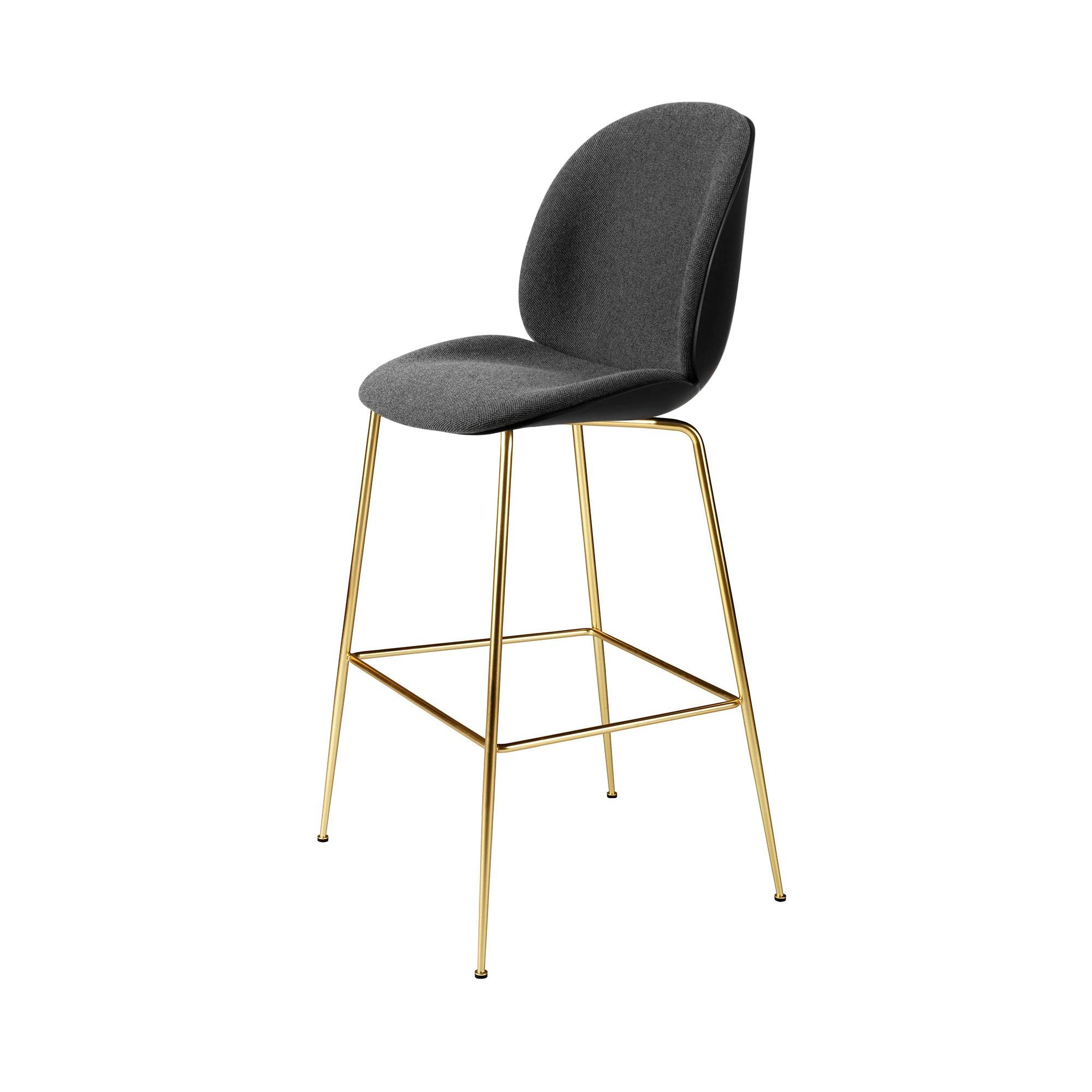 Beetle Bar Chair: Front Upholstered + Brass Semi Matt + Black