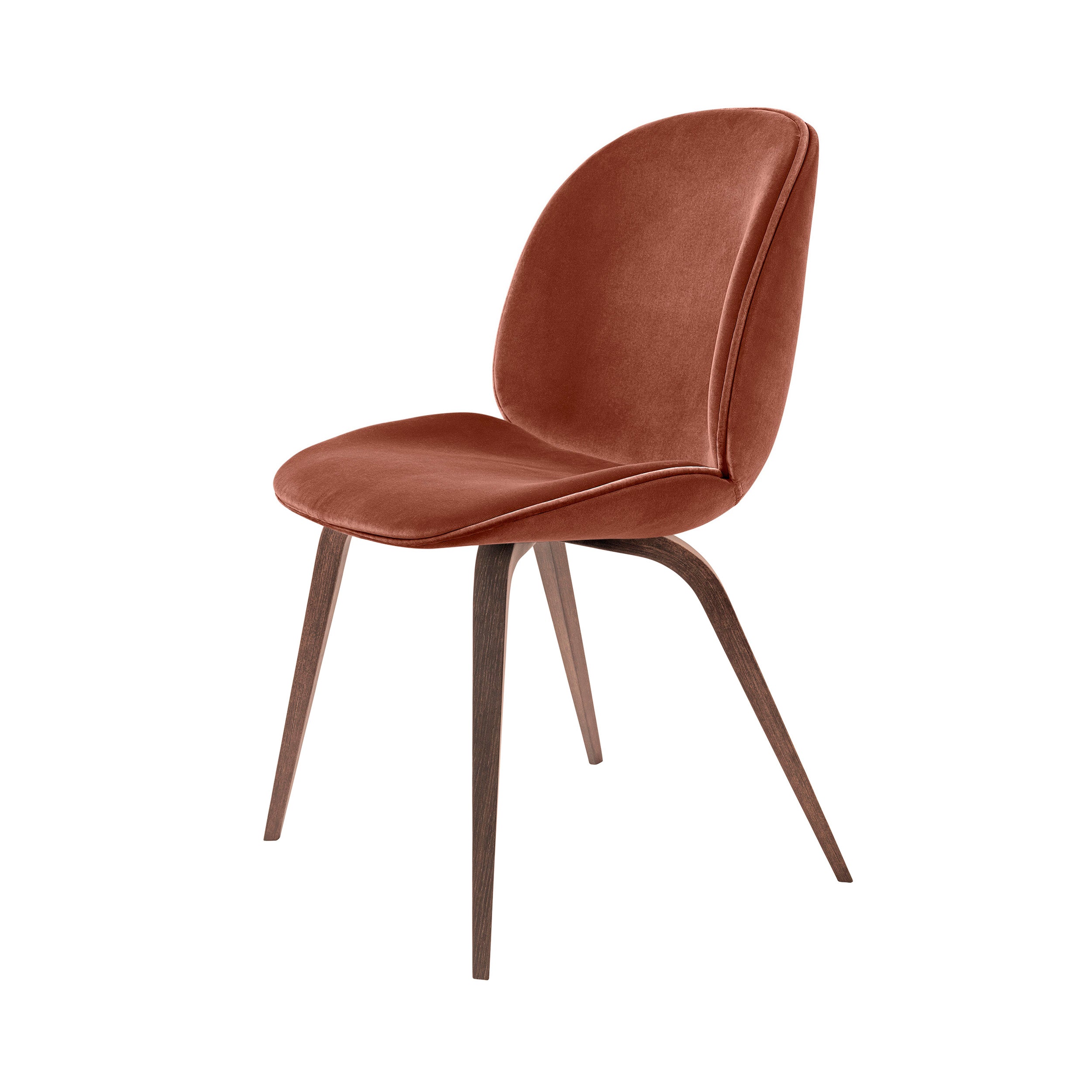 Beetle Dining Chair: Wood Base + Full Upholstery + American Walnut Matt